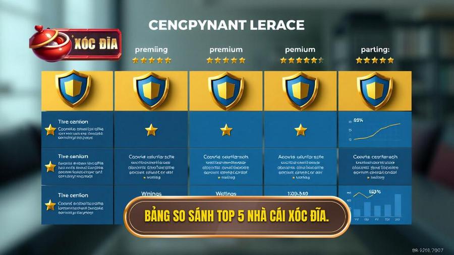 Bảng so sánh các tiêu chí của Top 5 nhà cái xóc đĩa uy tín